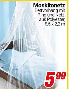Moskitonetz Bettvorhang mit Ring und Netz, aus Polyester, 8,5 x 2,2 m