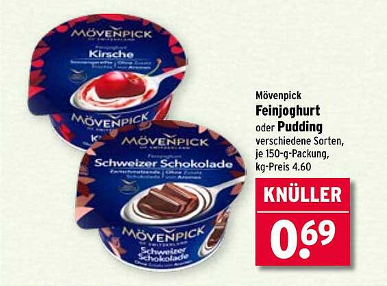 Mövenpick Feinjoghurt oder Pudding - Verschiedene Sorten