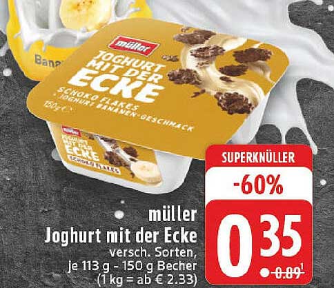 Müller Joghurt mit der Ecke, verschiedene Sorten, je 113 g - 150 g Becher