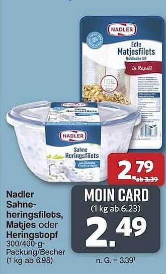 Nadler Sahneheringsfilets, Matjes oder Heringsstopf 300/400-g-Packung