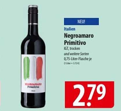 Negroamaro Primitivo - IGT, trocken, 0,75-Liter-Flasche