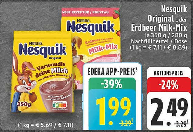 Nesquik Original oder Erdbeer Milk-Mix 350 g / 280 g