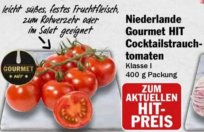 Niederlande Gourmet HIT Cocktailstrauchtomaten 400 g Packung
