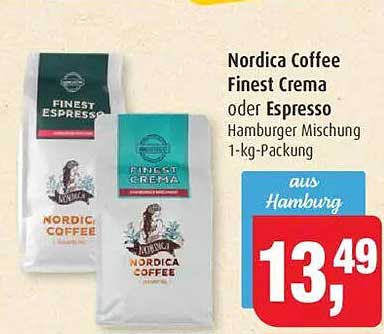 Nordica Coffee Finest Crema oder Espresso 1-kg-Packung