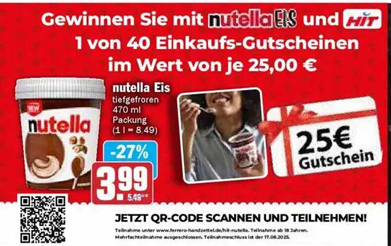 nussige Freude: nutella Eis – 470 ml für nur 3,99 €