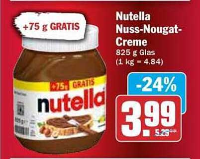 Nutella Nuss-Nougat-Creme 825 g Glas mit +75 g GRATIS