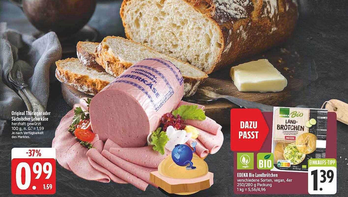 Original Thüringer oder Sächsischer Leberkäse herzhaft gewürzt