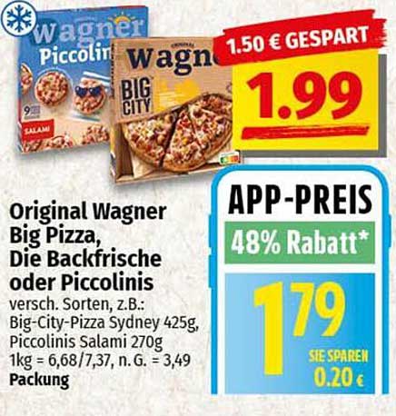 Original Wagner Big Pizza, Die Backfrische oder Piccolinis