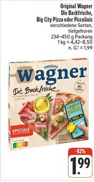 Original Wagner Die Backfrische, Big City Pizza oder Piccolinis