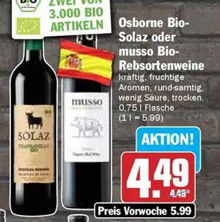 Osborne Bio-Solaz oder musso Bio-Rebsortenweine