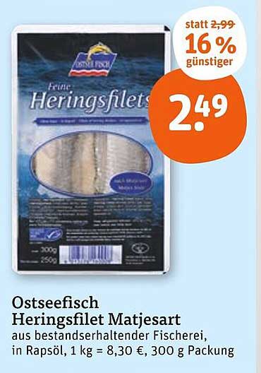 Ostsee Fisch Heringsfilet Matjesart 300 g