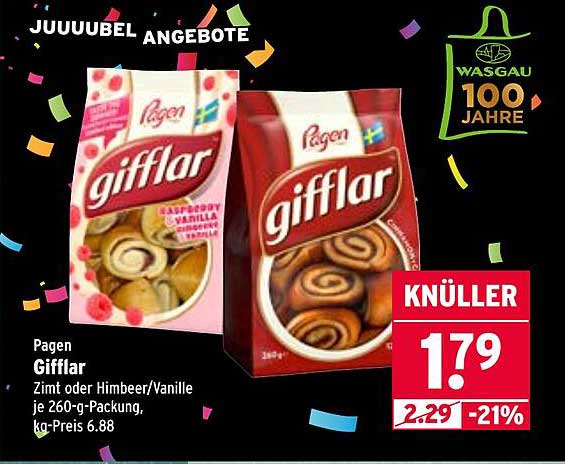 Pagen Gifflar Zimt oder Himbeer/Vanille 260-g-Packung