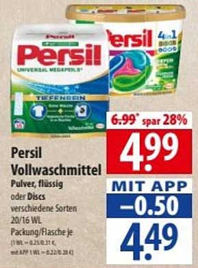 Persil Vollwaschmittel Pulver, flüssig oder Discs verschiedene Sorten 20/16 WL