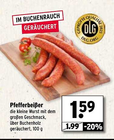 Pfefferbeißer - die kleine Wurst mit dem großen Geschmack, über Buchenholz geräuchert, 100 g