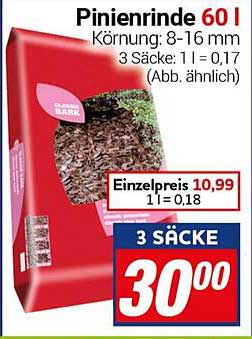 Pinienrinde 60 l - 3 Säcke für 30,00 €