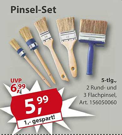 Pinseln-Set 5-tlg. – 2 Rund- und 3 Flachpinsel