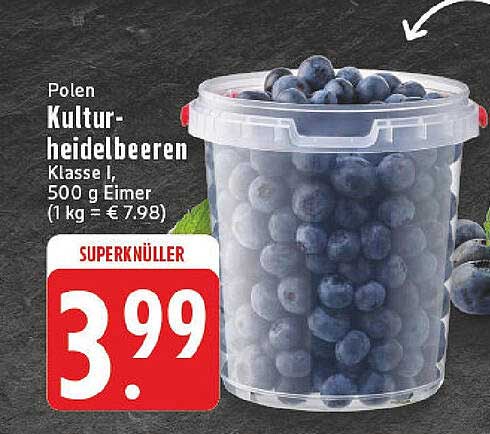 Polen Kulturheidelbeeren Klasse I, 500 g Eimer