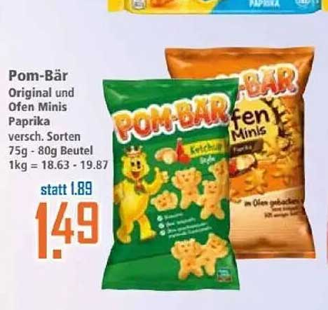 Pom-Bär Original und Ofen Minis Paprika 75g - 80g Beutel