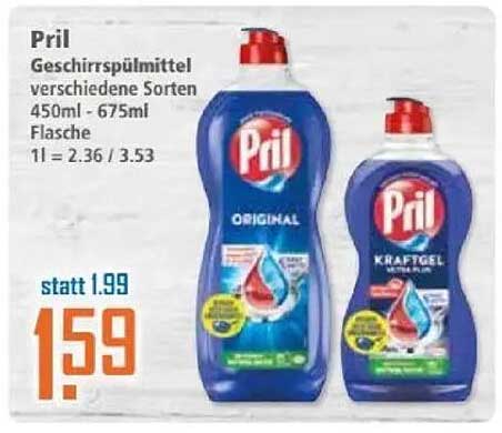 Pril Geschirrspülmittel verschiedene Sorten 450ml - 675ml Flasche