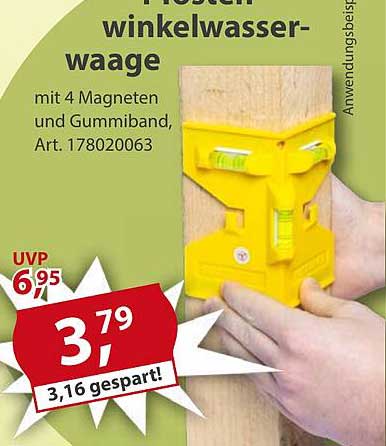 Profi Winkelwasserwaage mit 4 Magneten und Gummiband, Art. 178020063