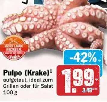 Pulpo (Krake) - aufgetaut, ideal zum Grillen oder für Salat 100 g