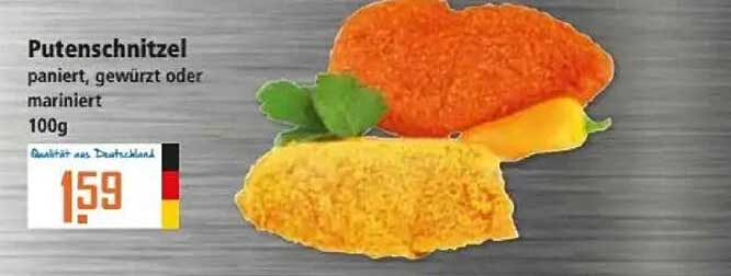 Putenschnitzel, paniert, gewürzt oder mariniert 100g