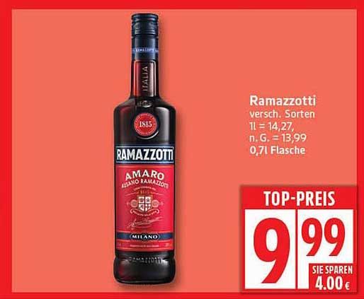 Ramazzotti Amaro 0,71L - Top-Preis!