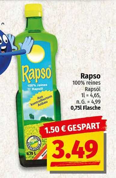 Rapso 100% reines Rapsöl 0,75l