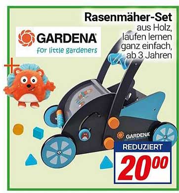Rasenmäher-Set aus Holz für kleine Gartenliebhaber