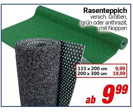 Rasenteppich in verschiedenen Größen, grün oder anthrazit, mit Noppen
