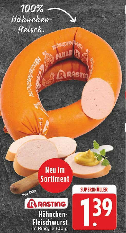 Rasting Hähnchen-Fleischwurst im Ring, je 100 g