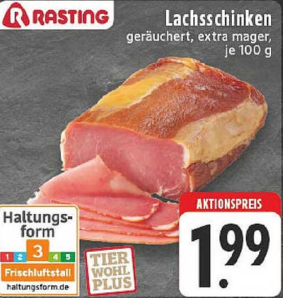 Rasting Lachsschinken - geräuchert, extra mager, je 100 g