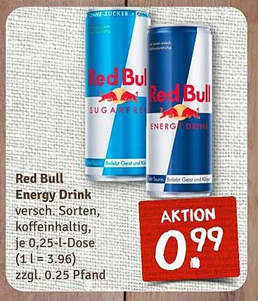 Red Bull Energy Drink, verschiedene Sorten, 0,25 L-Dose