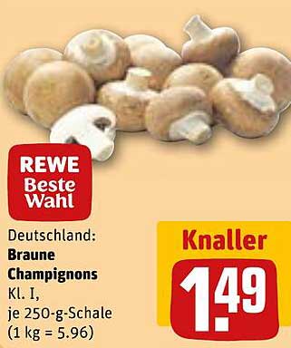 REWE Beste Wahl: Braune Champignons Kl. I, je 250-g-Schale