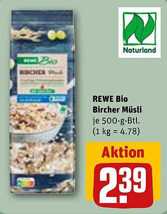 REWE Bio Bircher Müsli je 500-g-Btl.