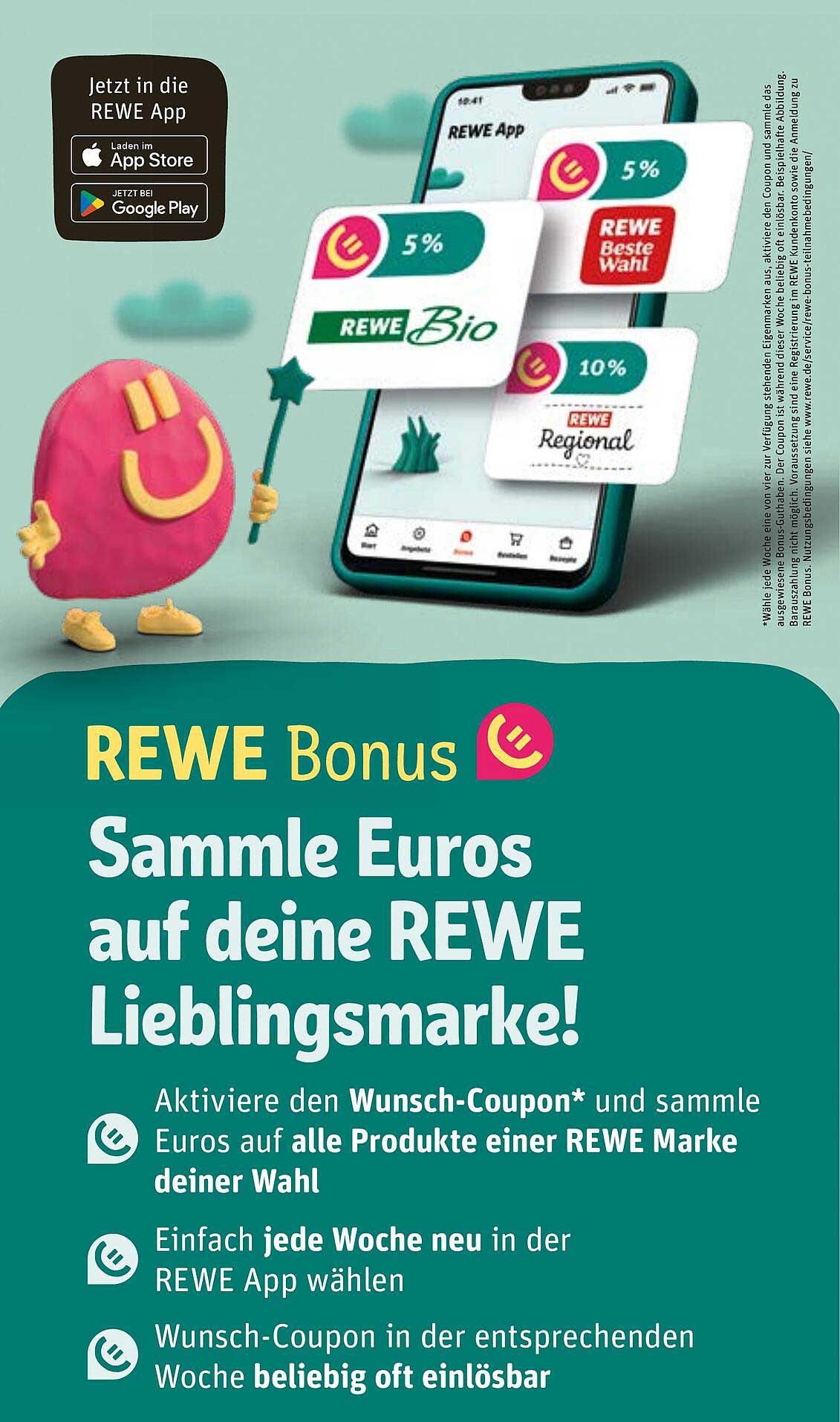 REWE Bonus: Sammle Euros auf deine REWE Lieblingsmarke!