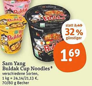Sam Yang Buldak Cup Noodles 8 verschiedene Sorten