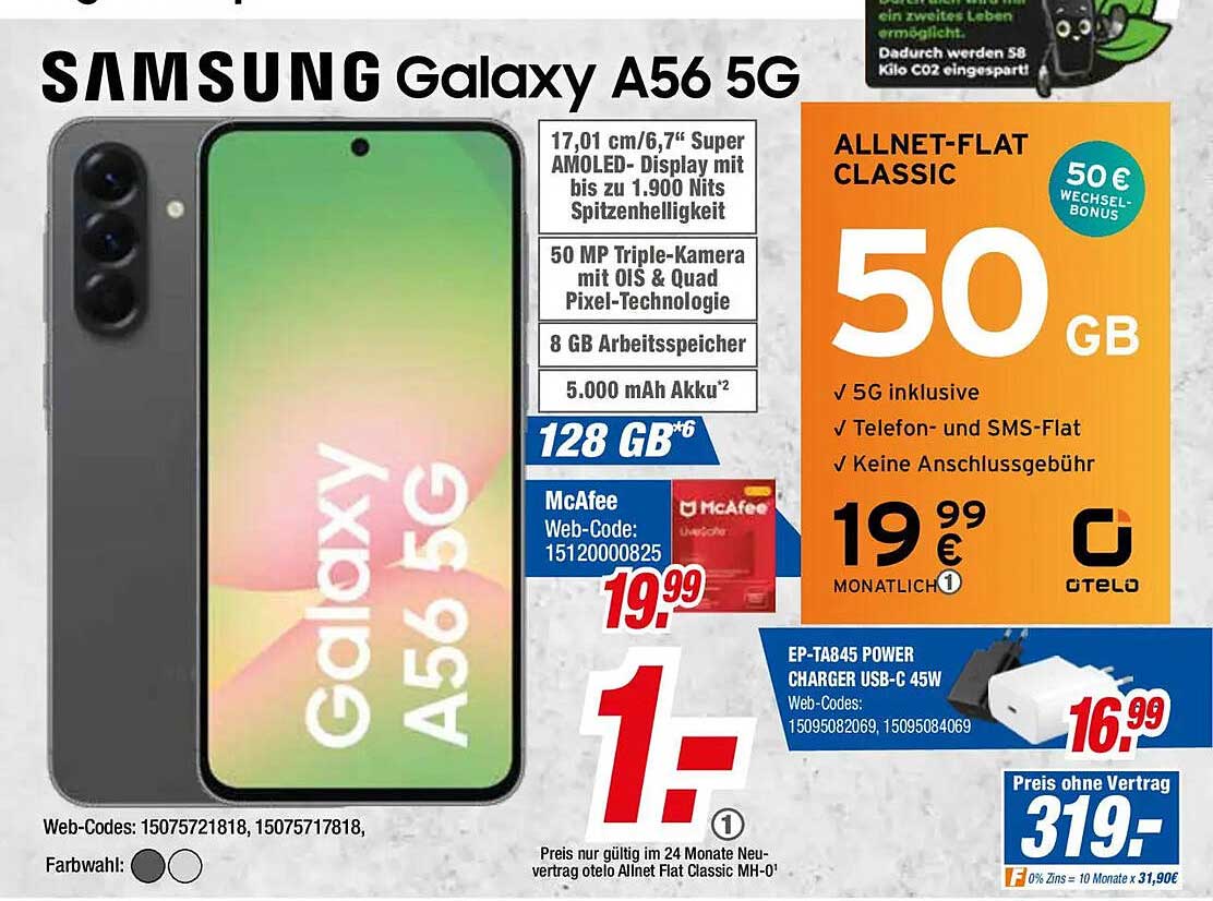 Samsung Galaxy A56 5G mit Allnet-Flat Classic