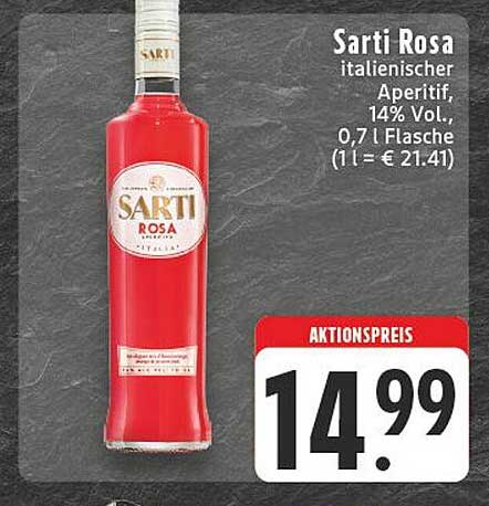 Sarti Rosa italienischer Aperitif, 14% Vol., 0,7 L Flasche