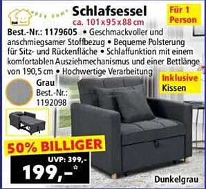Schlafsessel Dunkelgrau mit Komfort und Stil