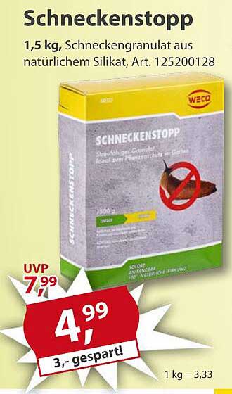 Schneckenstopp 1,5 kg - Schneckengranulat aus natürlichem Silikat