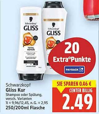 Schwarzkopf Gliss Kur Shampoo oder Spülung, 250/200ml Flasche