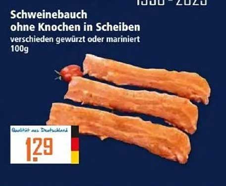 Schweinebauch ohne Knochen in Scheiben – verschiedene Gewürzt oder mariniert