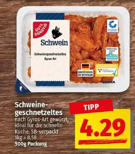 Schweineschnitzel nach Gyros-Art - 500g Packung