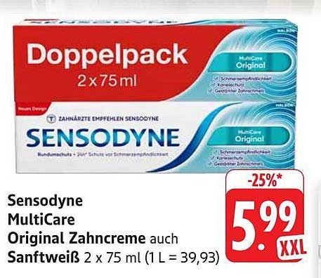 Sensodyne MultiCare Original Zahnpasta Doppelpack 2 x 75 ml