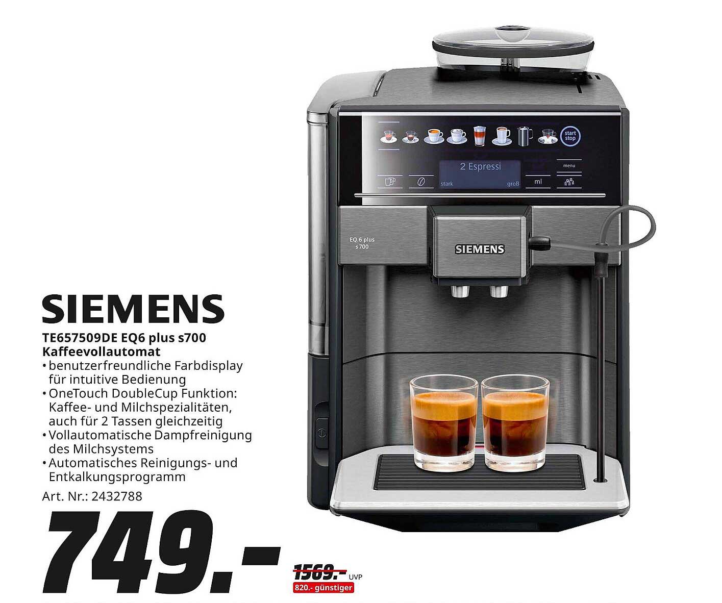 Siemens TE657509DE EQ6 plus s700 Kaffeevollautomat