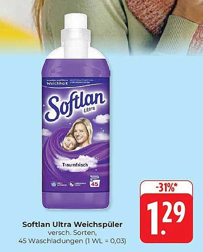 Softlan Ultra Weichspüler, verschiedene Sorten, 45 Waschwäsche