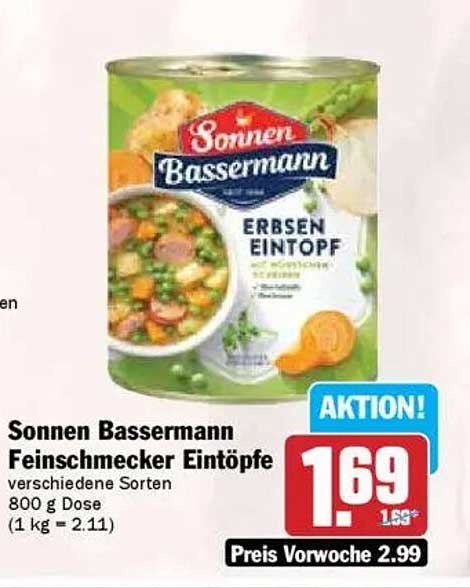 Sonnen Bassermann Feinschmecker Eintöpfe - Erbsen Eintopf 800 g Dose