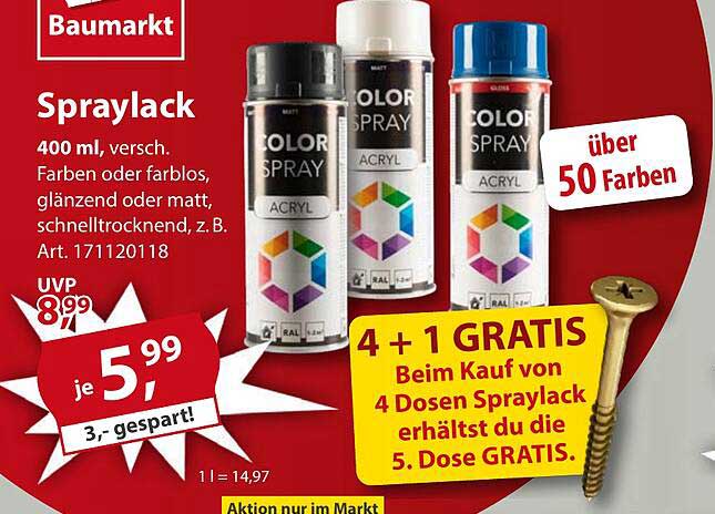 Spraylack 400 ml, verschiedene Farben (Farb- oder Farblos, glänzend oder matt)