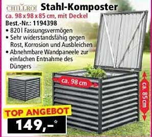 Stahl-Komposter ca. 98 x 98 x 85 cm, mit Deckel
